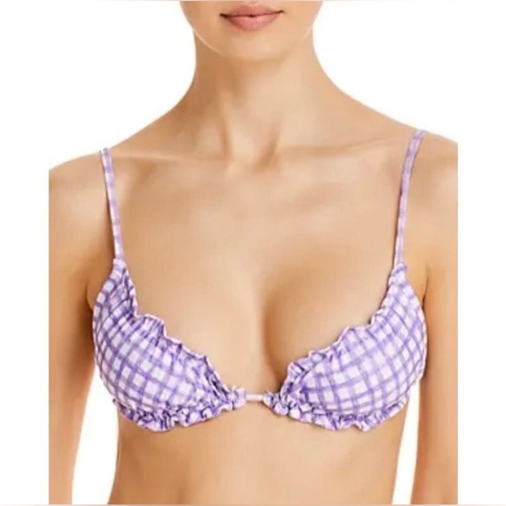 ANTHROPOLOGIE PEIXOTO LEAH BIKINI TOP - VIOLET GINGHAM